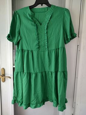 Green Ruffle Tiered Mini Dress